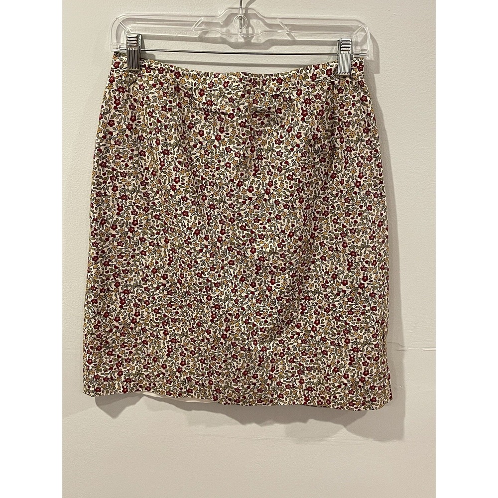 VTG 90s Casual Corner Mini Skirt Womens Size 10 Green Red Floral Boho Cottage‎